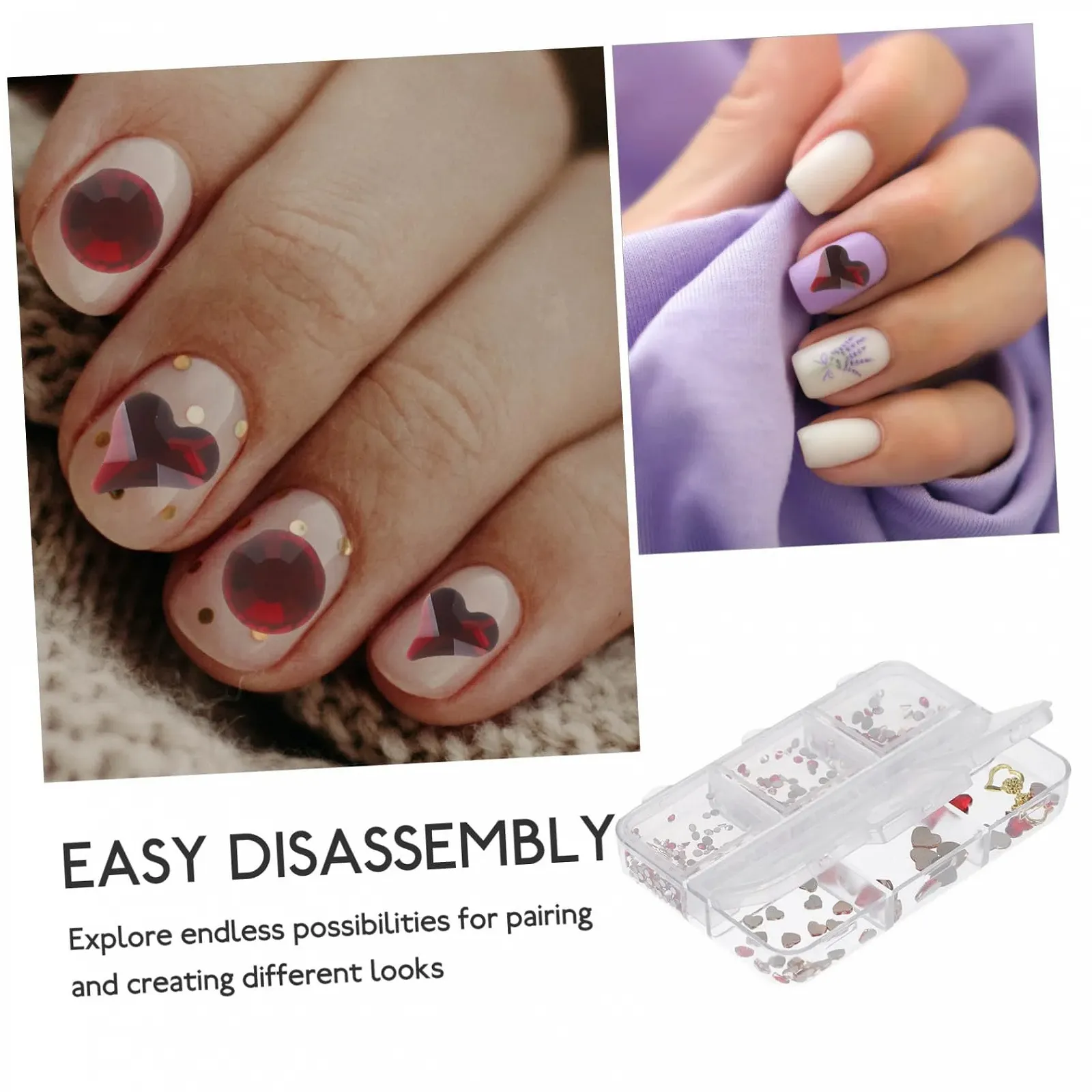 Украшения для ногтей Форма сердца Heartstopped, набор кристаллов 3D, фото №6