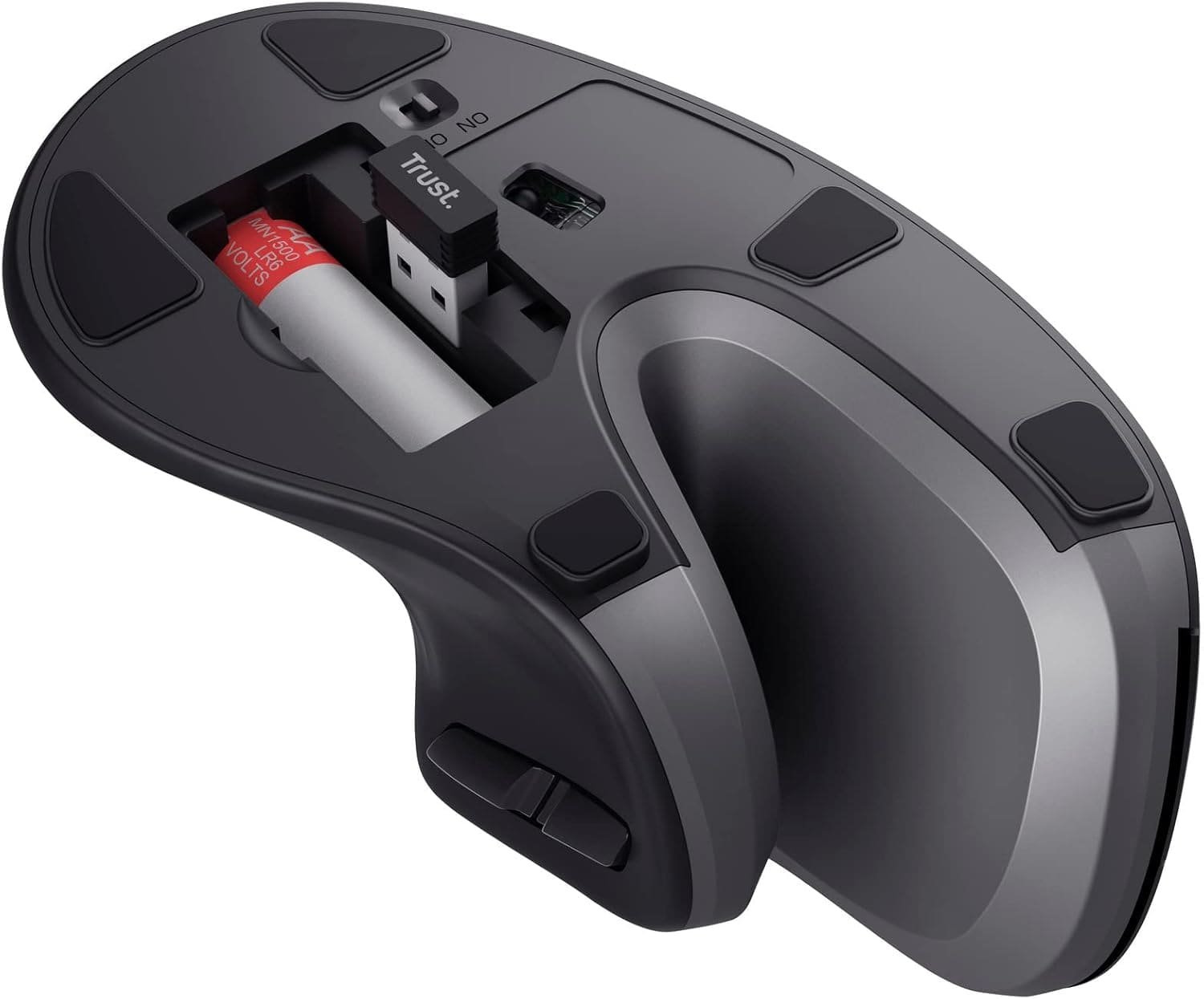 Безпровідна мишка Trust Verro Ergonomic / 1600 DPI / 6 кнопок / Чорна, фото №6