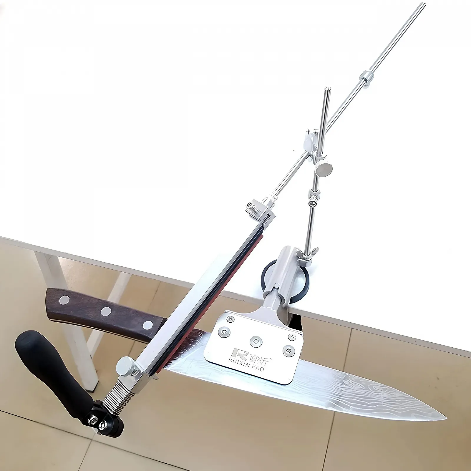 Професійна точилка для ножів Retoo поворотна 360° з набором із 4 каменів нержавіюча сталь, фото №4