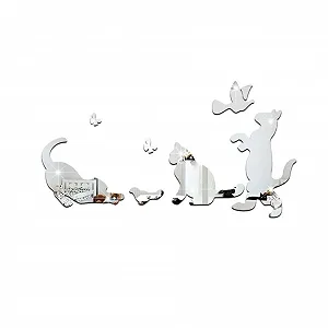 Наклейка на стіну Vosarea Mirror Cat акрилова срібляста - Фото 1