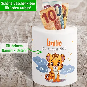 Скарбничка для дітей Керамічна Тигр Персоналізована synthetic.ua - Фото 1