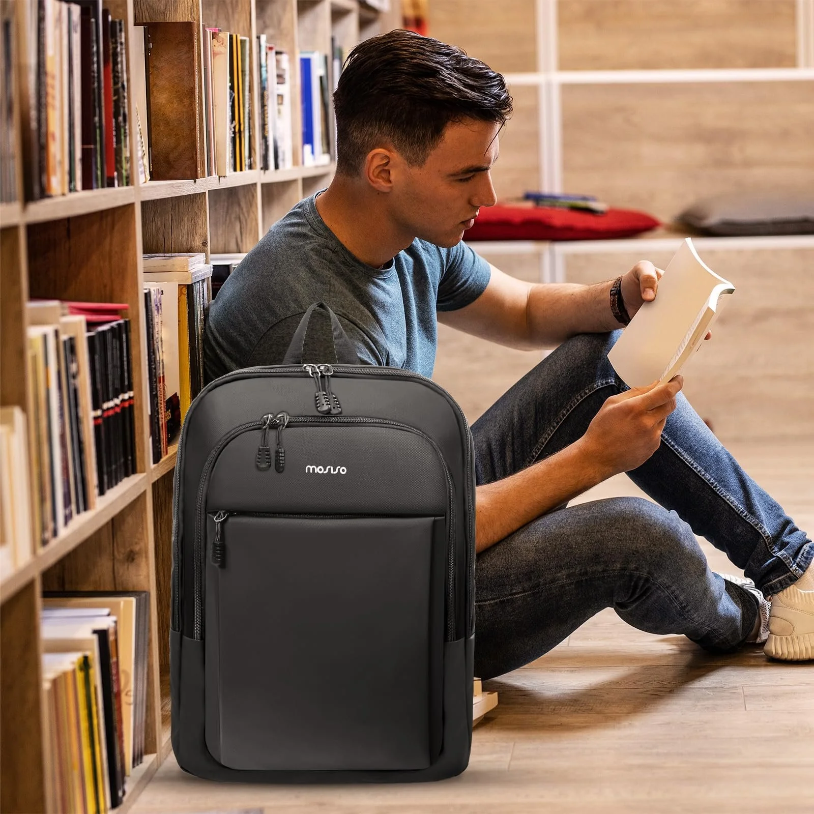 Рюкзак для ноутбука MOSISO Slim Lightweight Compact 15.6 дюймів Black, фото №6 Рюкзак для ноутбука MOSISO Slim Lightweight Compact 15.6 дюймів Black, фото №6