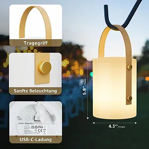 Настільна лампа LED FUYO Акумуляторна Плавне регулювання USB-C Пульт ДК 8 кольорів RGB IP44 Біла Набір з 2 шт. synthetic.ua - Фото 1