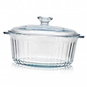 Форма для запекания Cabilock круглая с крышкой из термостойкого боросиликатного стекла прозрачная - Фото 1