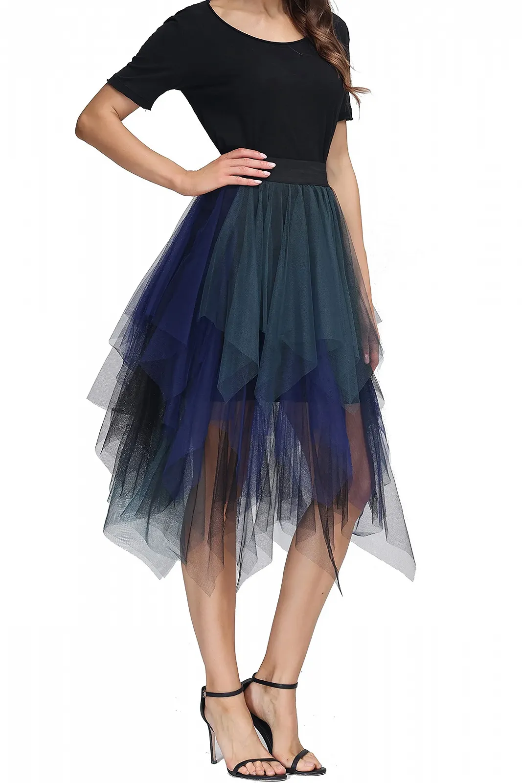 Плиссированная Юбка Тюлевая Юбка Асимметричные Юбки Короткая Юбка-Скейтера Миди Юбка Летняя Юбка, фото №2