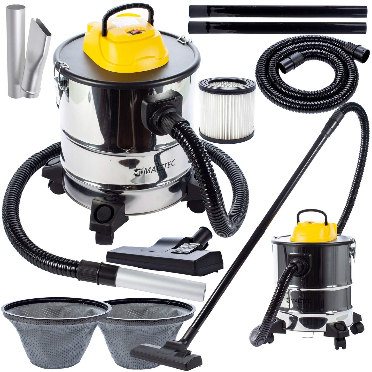 МалТек TurboVac ML2500-ASH-INDUSTRIAL камінний пилосос Нержавіюча сталь Пластик Сріблястий Жовтий, фото №1 МалТек TurboVac ML2500-ASH-INDUSTRIAL камінний пилосос Нержавіюча сталь Пластик Сріблястий Жовтий, фото №1