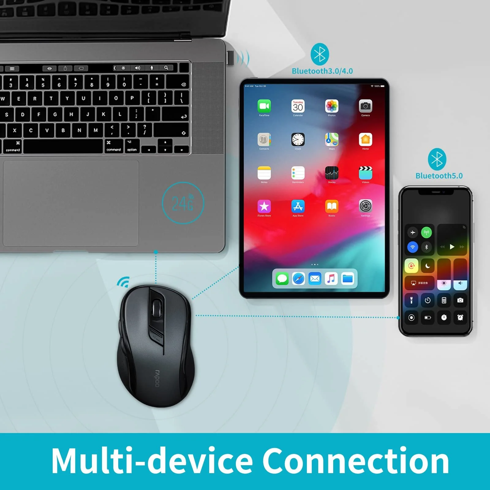 Мышь Rapoo M500 Optical Wireless Silent Black, фото №2