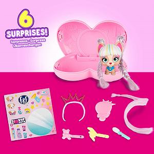 Фігурка VIP PETS Mini Fans Колекційна Собачка-сюрприз з дуже довгим блискучим волоссям і гребінцем, Чарівна веселка у воді при розпакуванні, Модель ляльки випадкова synthetic.ua - Фото 1