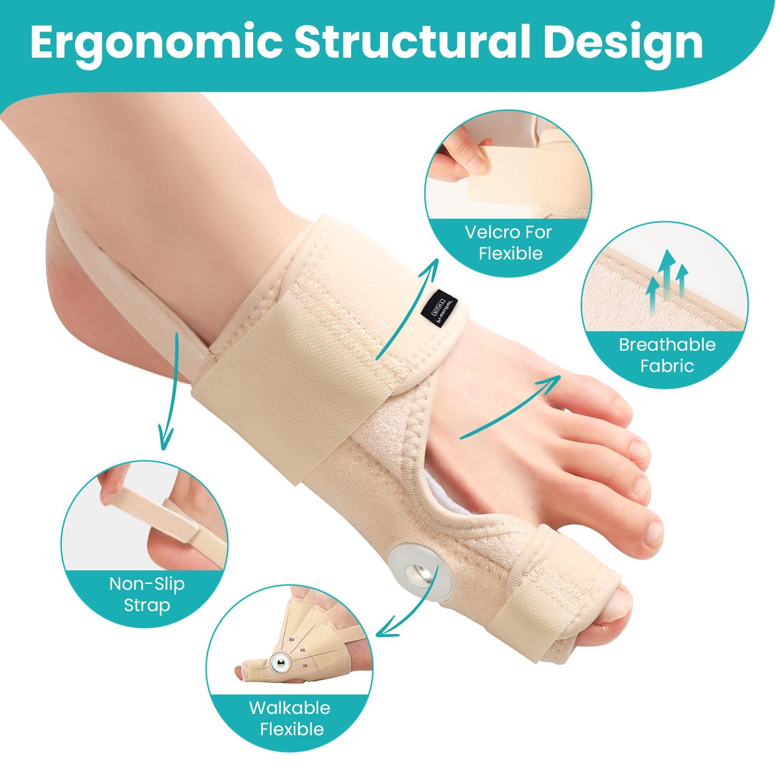 Корректор большого пальца стопы Promifun, регулируемый, бежевый, 1 пара, фото №4 Корректор большого пальца стопы Promifun, регулируемый, бежевый, 1 пара, фото №4