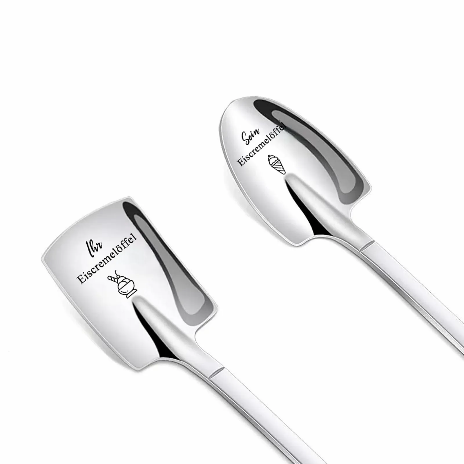 Ложка для мороженого Неизвестный Серия Свадебные подарки Набор из 2 с гравировкой, подарок на годовщину для него и ее/ее Ложка для мороженого Подарок на день рождения, День Святого Валентина, Рождество для пар, женщин, мужчин, фото №1