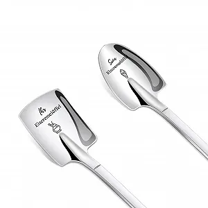 Ложка для мороженого Неизвестный Серия Свадебные подарки Набор из 2 с гравировкой, подарок на годовщину для него и ее/ее Ложка для мороженого Подарок на день рождения, День Святого Валентина, Рождество для пар, женщин, мужчин - Фото 1