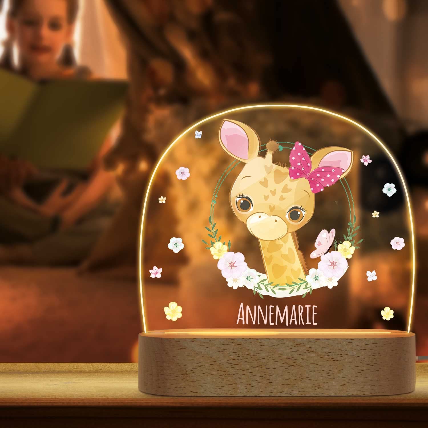 Нічник GRAVURZEILE Personalised для дітей LED Квітковий вінок Індивідуальний з ім'ям, фото №4 Нічник GRAVURZEILE Personalised для дітей LED Квітковий вінок Індивідуальний з ім'ям, фото №4