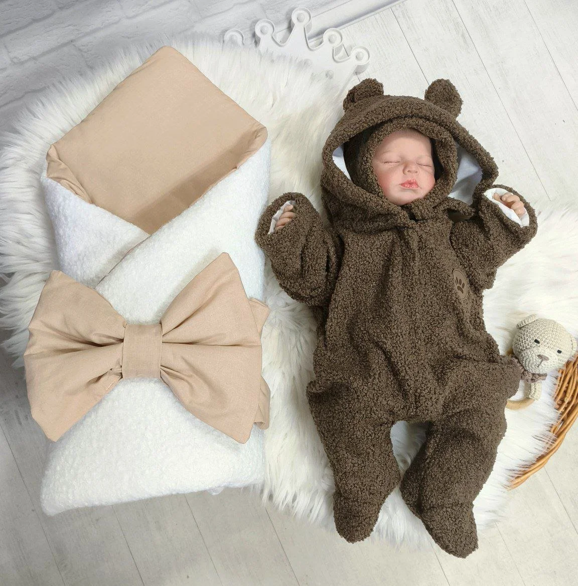 Конверт для новонародженого та людина демісезон Тедді коричневий (А00062), фото №1