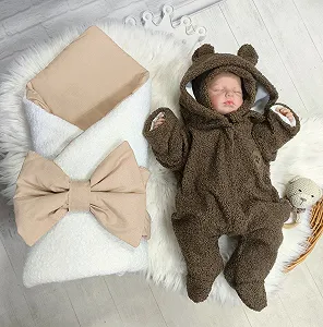 Конверт для новонародженого та людина демісезон Тедді коричневий (А00062) - Фото 1