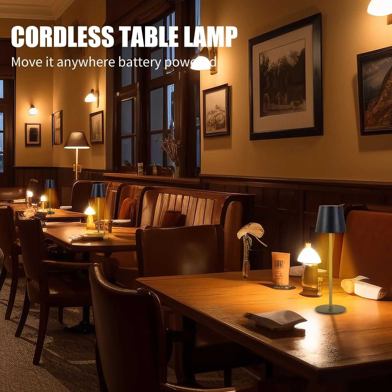 Настольная лампа LED Dimmable Battery Wireless Rechargeable USB-C Aluminium IP54 Pack of 2 Black, фото №5