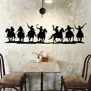 Наклейки на стіну SUPERDANT Western Cowboy Riding Silhouettes 2 шт. 57 x 35 см - Фото 1