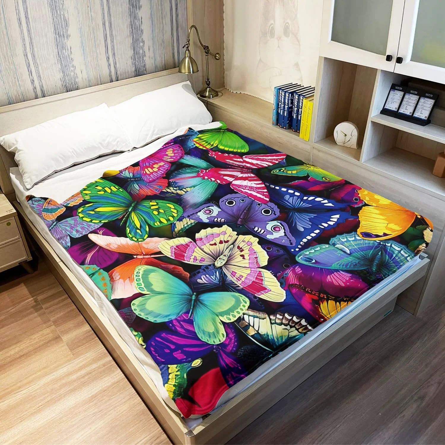 Одеяло YISUMEI 150 x 200 см Разноцветная бабочка Красота Натуральный флис, фото №3