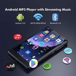 MP3-плеер Spotify с Bluetooth 83GB, 4.5-дюймовый сенсорный MP4-плеер WiFi, 2000 mAh Портативный стерео Hi-Fi с динамиком, Amazon Music, Android-плеер для потоковой передачи музыки для детей, FM-радио synthetic.ua - Фото 1