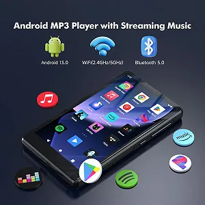 MP3 плеєр Spotify з Bluetooth 83GB, 4.5-дюймовий сенсорний MP4 WiFi, 2000 mAh Портативний стерео HiFi з динаміком, Amazon Music, Android плеєр для потокового прослуховування музики для дітей, FM-радіо synthetic.ua - Фото 1