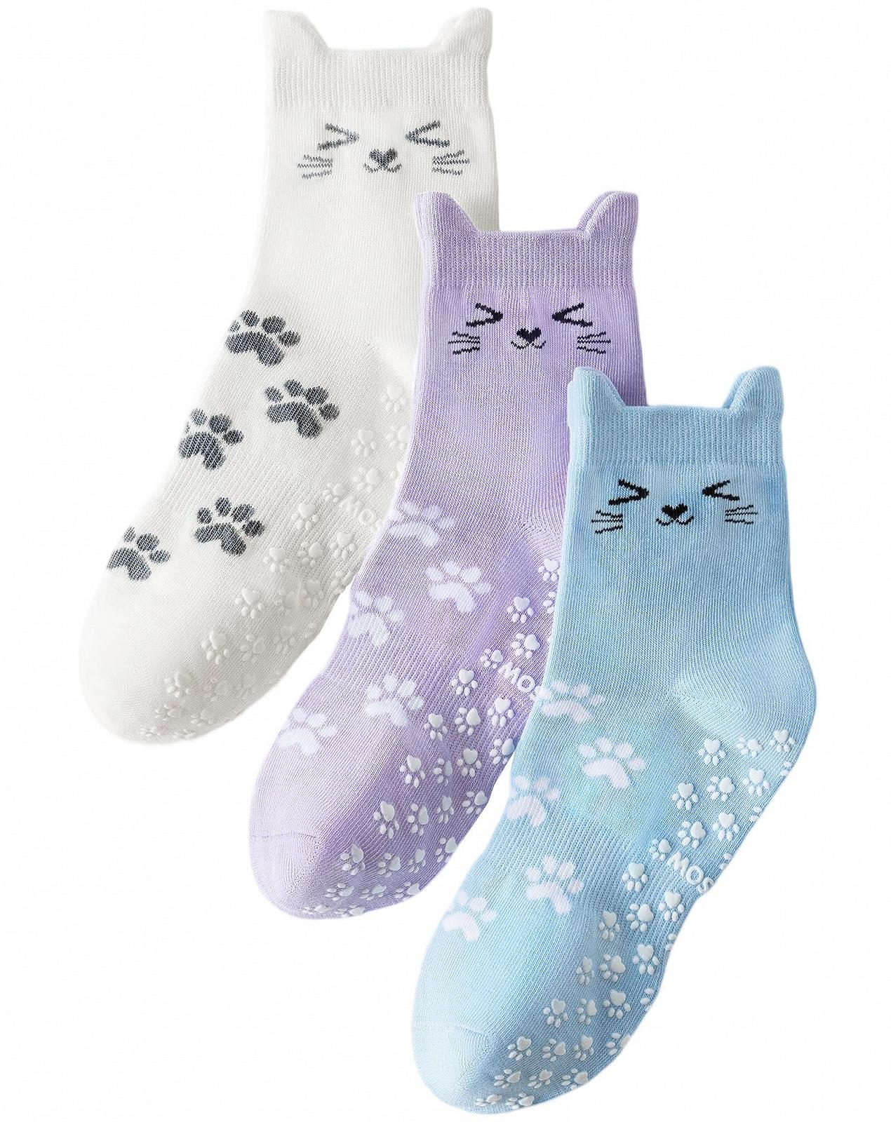 Носки для пилатеса с нескользящей подошвой для женщин и девочек Yoga Gripy с кошачьими лапками для балета, танцев, батута, больницы, фитнеса, дома, фото №1