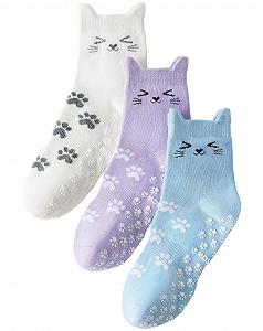 Носки для пилатеса с нескользящей подошвой для женщин и девочек Yoga Gripy с кошачьими лапками для балета, танцев, батута, больницы, фитнеса, дома - Фото 1