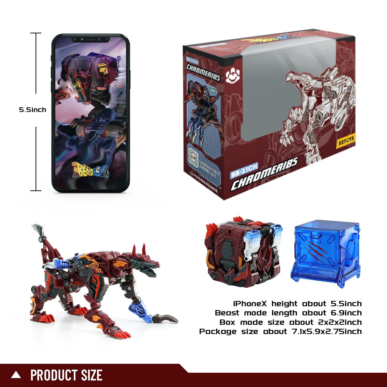 Фигурка-трансформер 52TOYS Beastbox Series Chromeribs Волк, фото №5