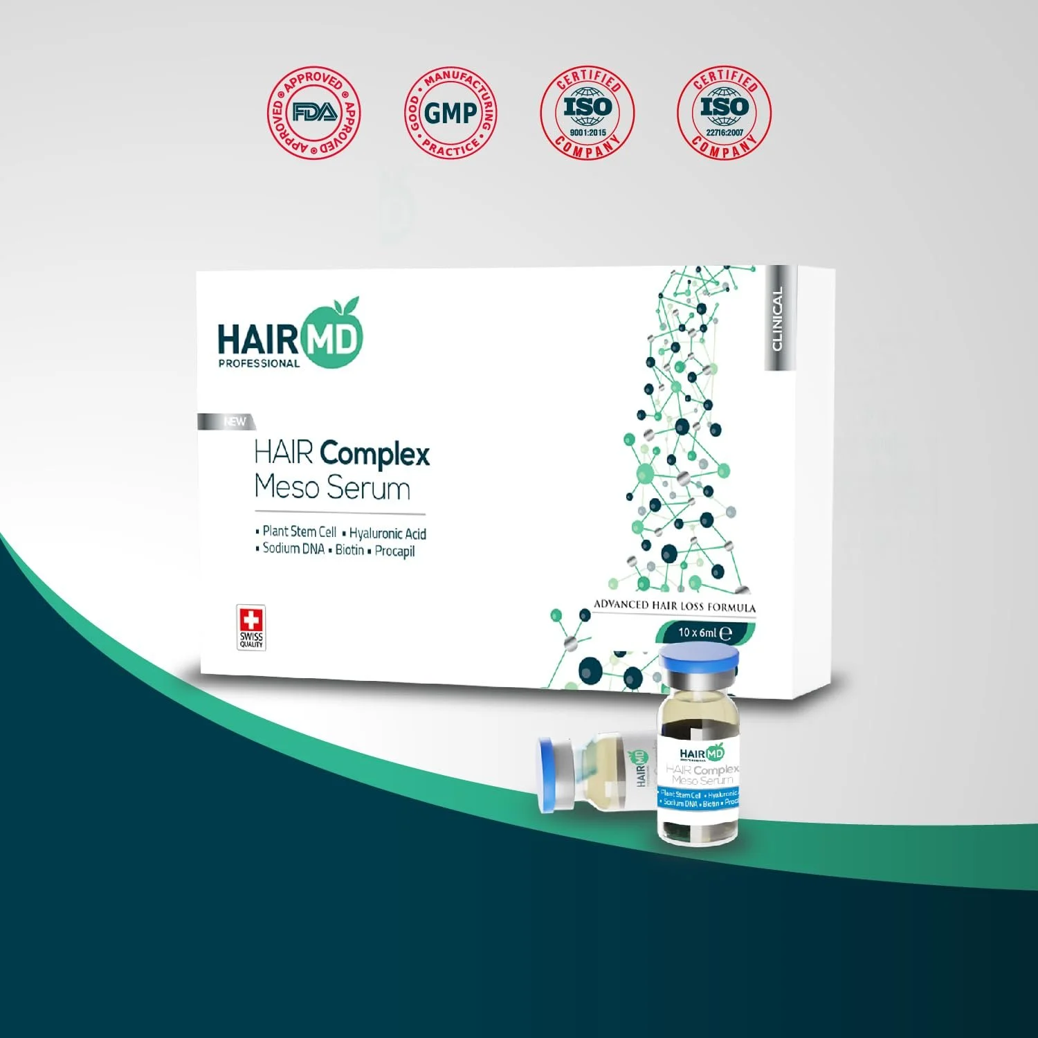 Сироватка HairMD Clinical Hair Complex Meso Serum для росту волосся - Упаковка з 10 флаконів по 6 мл, фото №2 Сироватка HairMD Clinical Hair Complex Meso Serum для росту волосся - Упаковка з 10 флаконів по 6 мл, фото №2