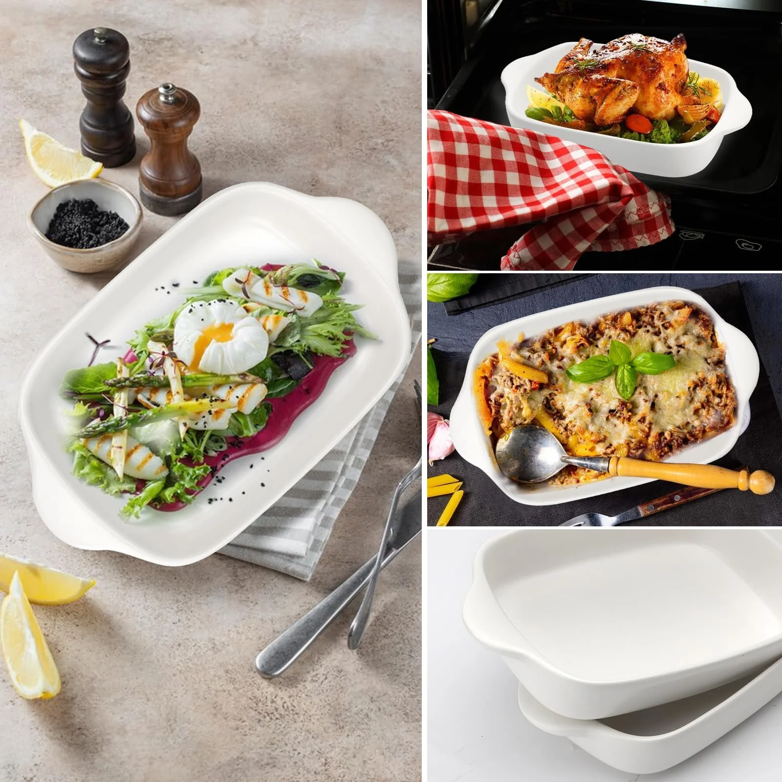 Набор форм для запекания керамические прямоугольные с ручками 23.2 x 14.2 x 4.5 см 2 шт Белый, фото №7 Набор форм для запекания керамические прямоугольные с ручками 23.2 x 14.2 x 4.5 см 2 шт Белый, фото №7