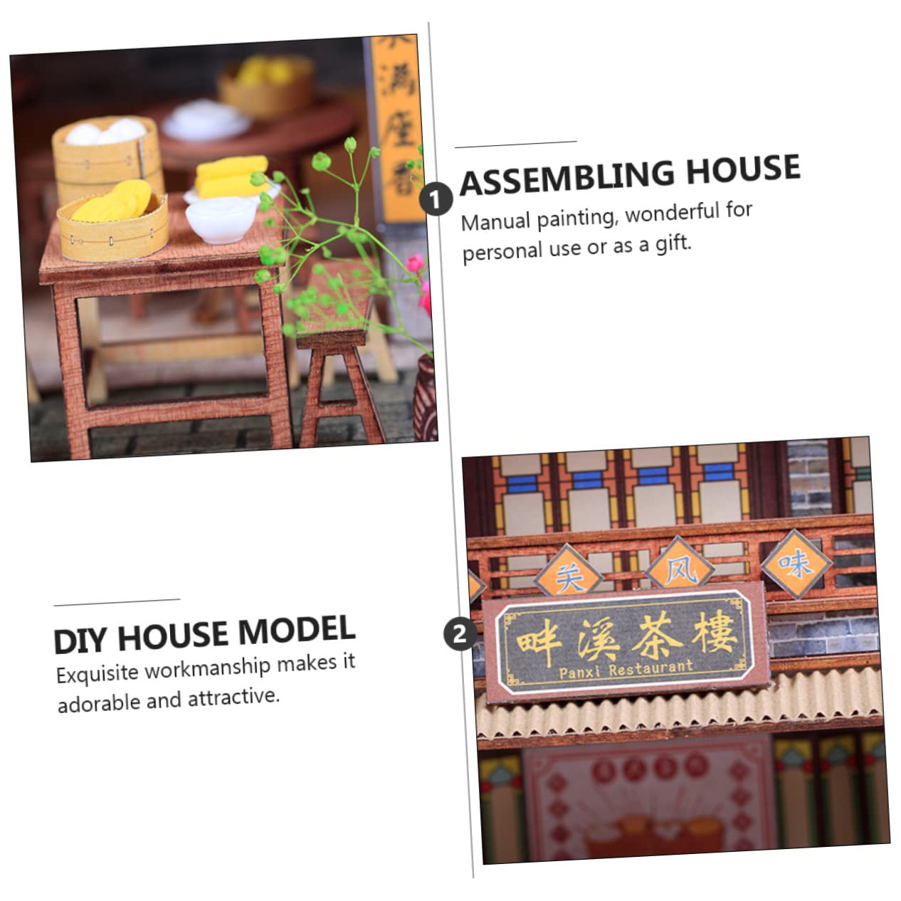 Конструктор HEMOTON 1 Piece Tea House The Edith Eger Miniature House Декор Іграшковий Будинок Модель Крафтова Дерев'яна, фото №4