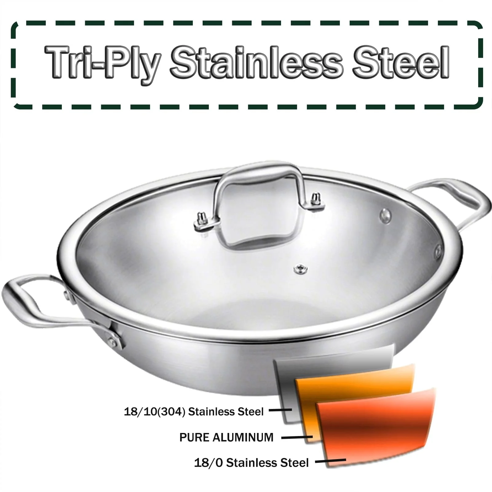 Сковорідка DELARLOCHEF Нержавіюча сталь 30 см з кришкою, фото №4