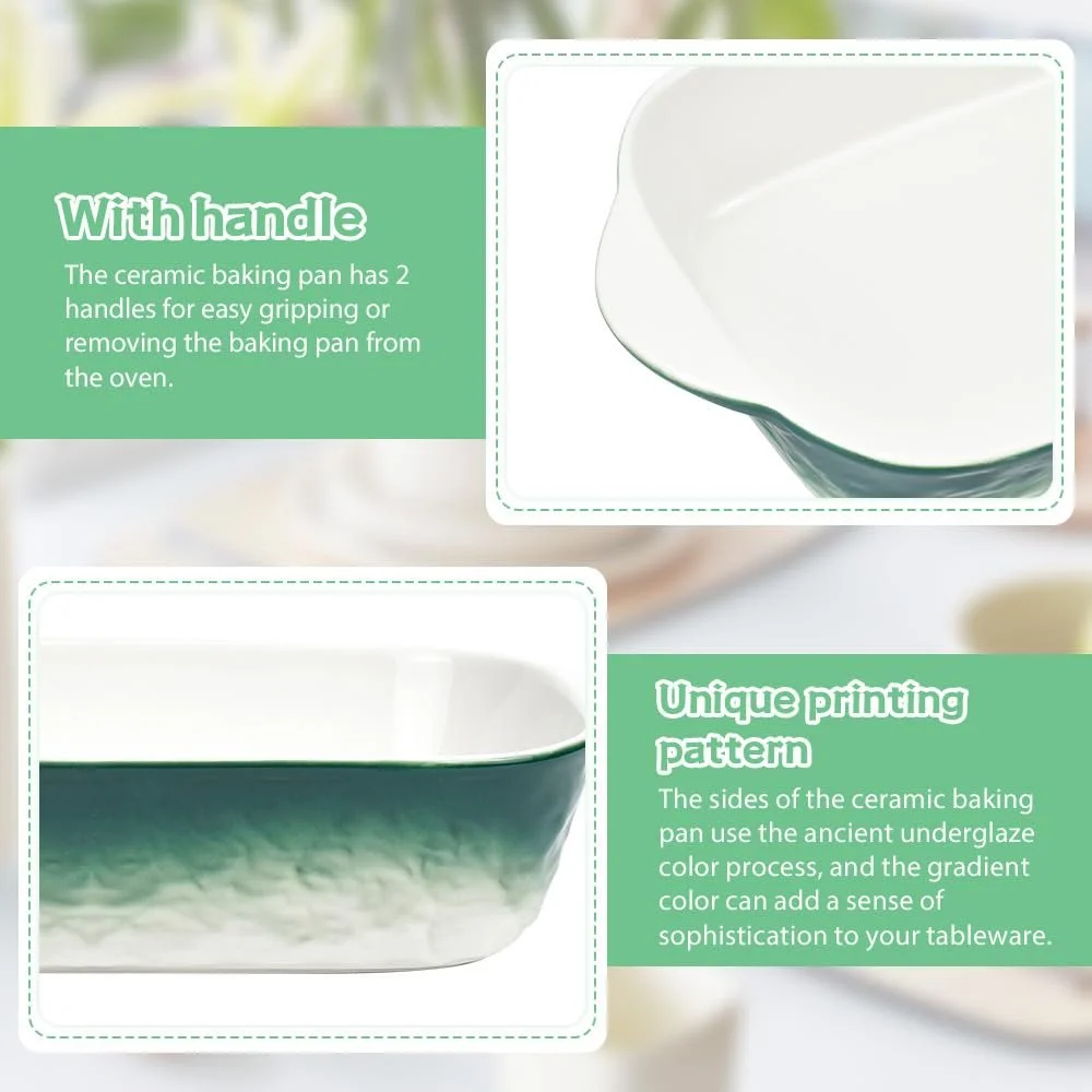 Набор форм для запекания Ceramic (2 шт.) керамические с ручкой квадратные 23 x 13 см, фото №3