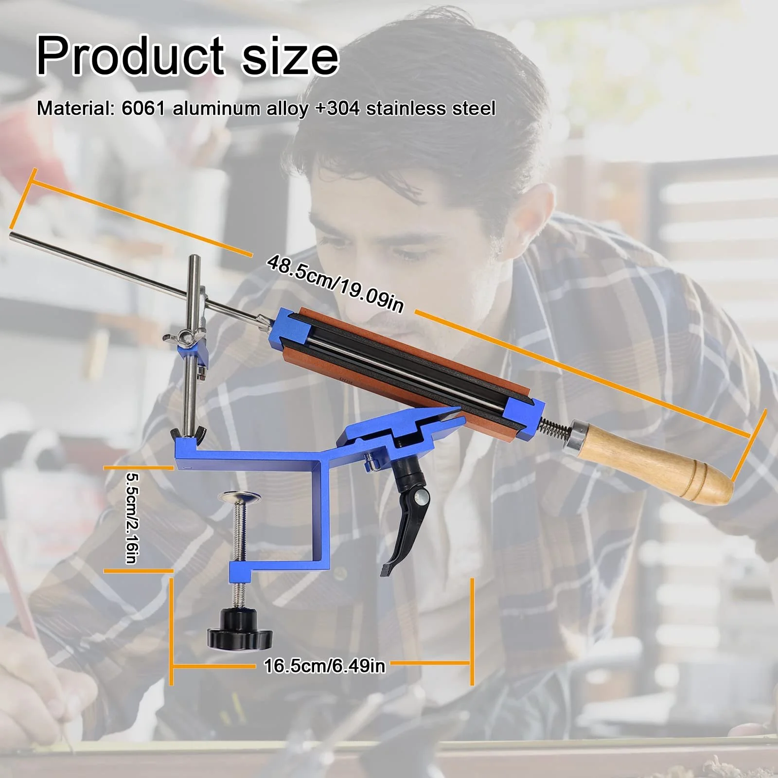 Система для заточування ножів ручна нержавіюча сталь 360° фіксований кут 6 каменів, фото №3