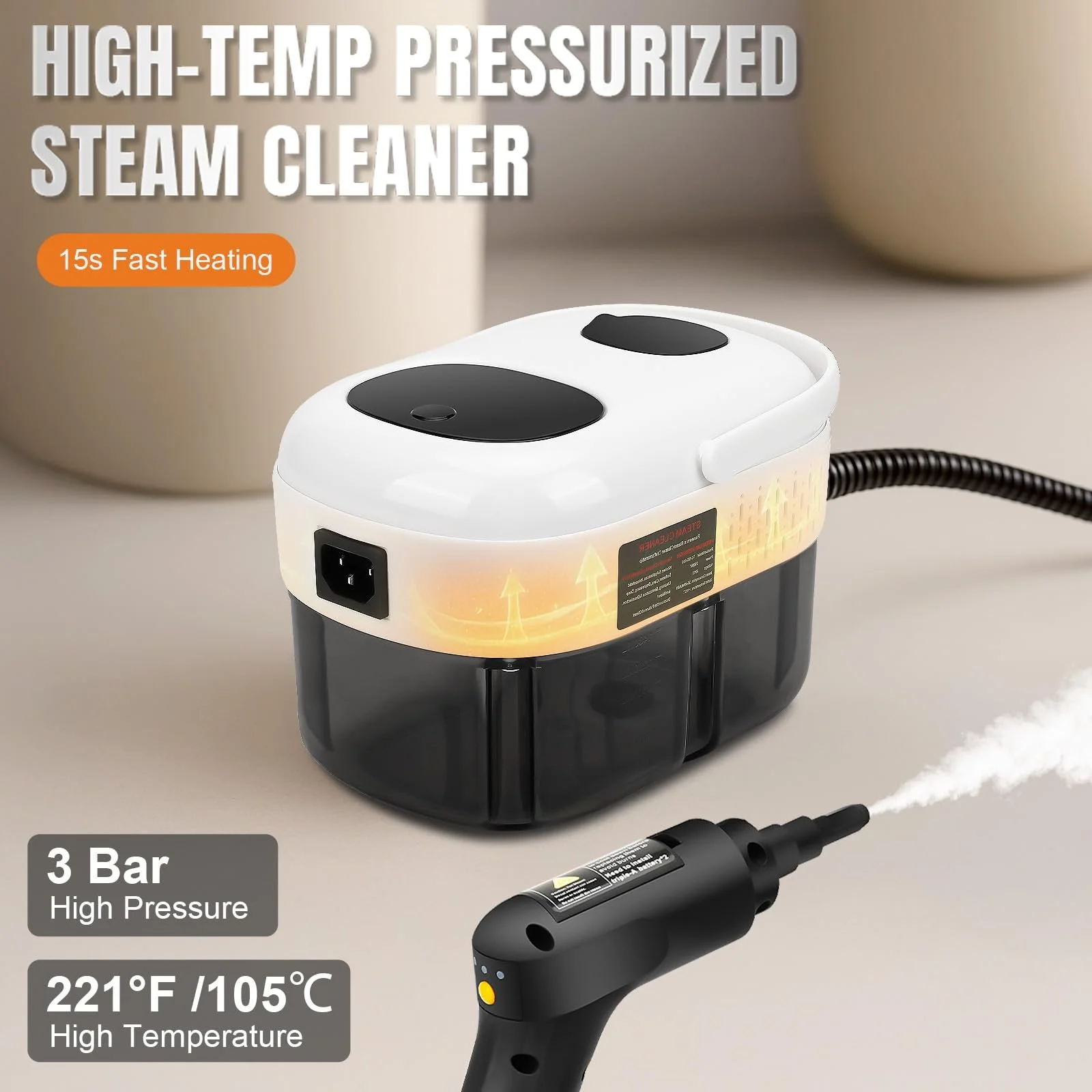 Ручний пароочисник для шпалер 2500 Вт 1.4 л 105 °C 3 бар, фото №4 Ручний пароочисник для шпалер 2500 Вт 1.4 л 105 °C 3 бар, фото №4