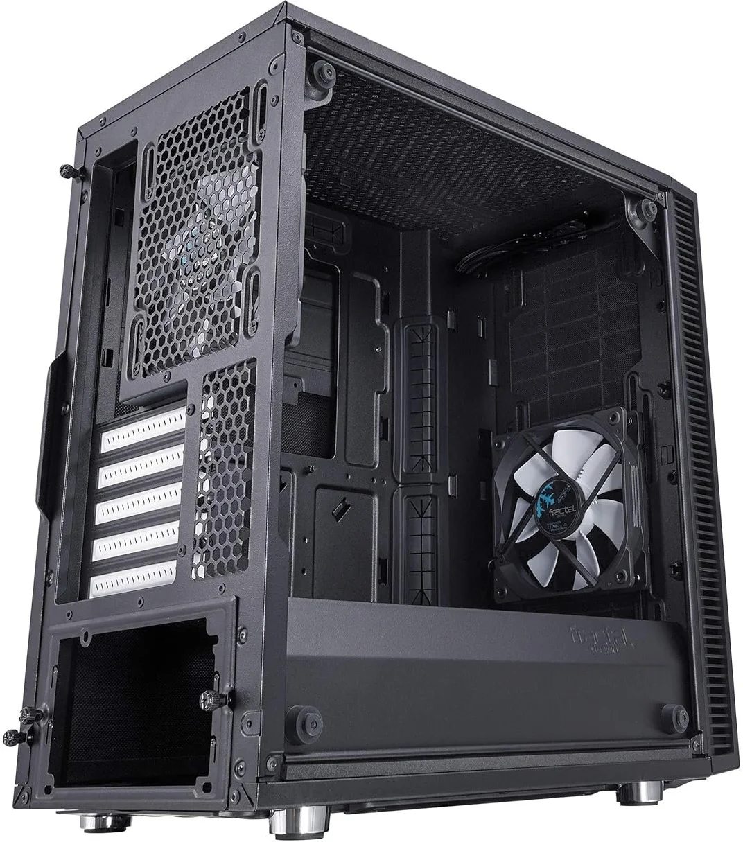 Корпус Fractal Design Define Mini C TG / без БЖ / Mini-Tower / mATX / Tempered Glass / 2x120mm Fans / USB 3.0 / Чорний, фото №9 Корпус Fractal Design Define Mini C TG / без БЖ / Mini-Tower / mATX / Tempered Glass / 2x120mm Fans / USB 3.0 / Чорний, фото №9
