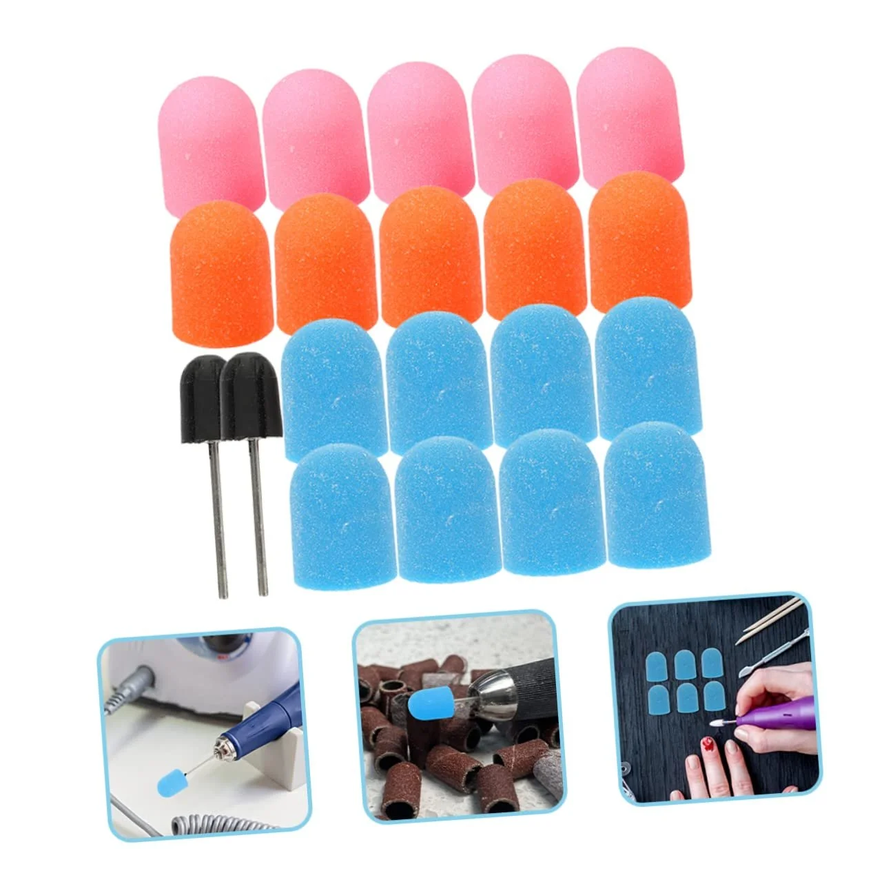 Набор сменных шлифовальных колпачков PACKOVE 3 шт. для профессионального маникюра, фото №2 Набор сменных шлифовальных колпачков PACKOVE 3 шт. для профессионального маникюра, фото №2