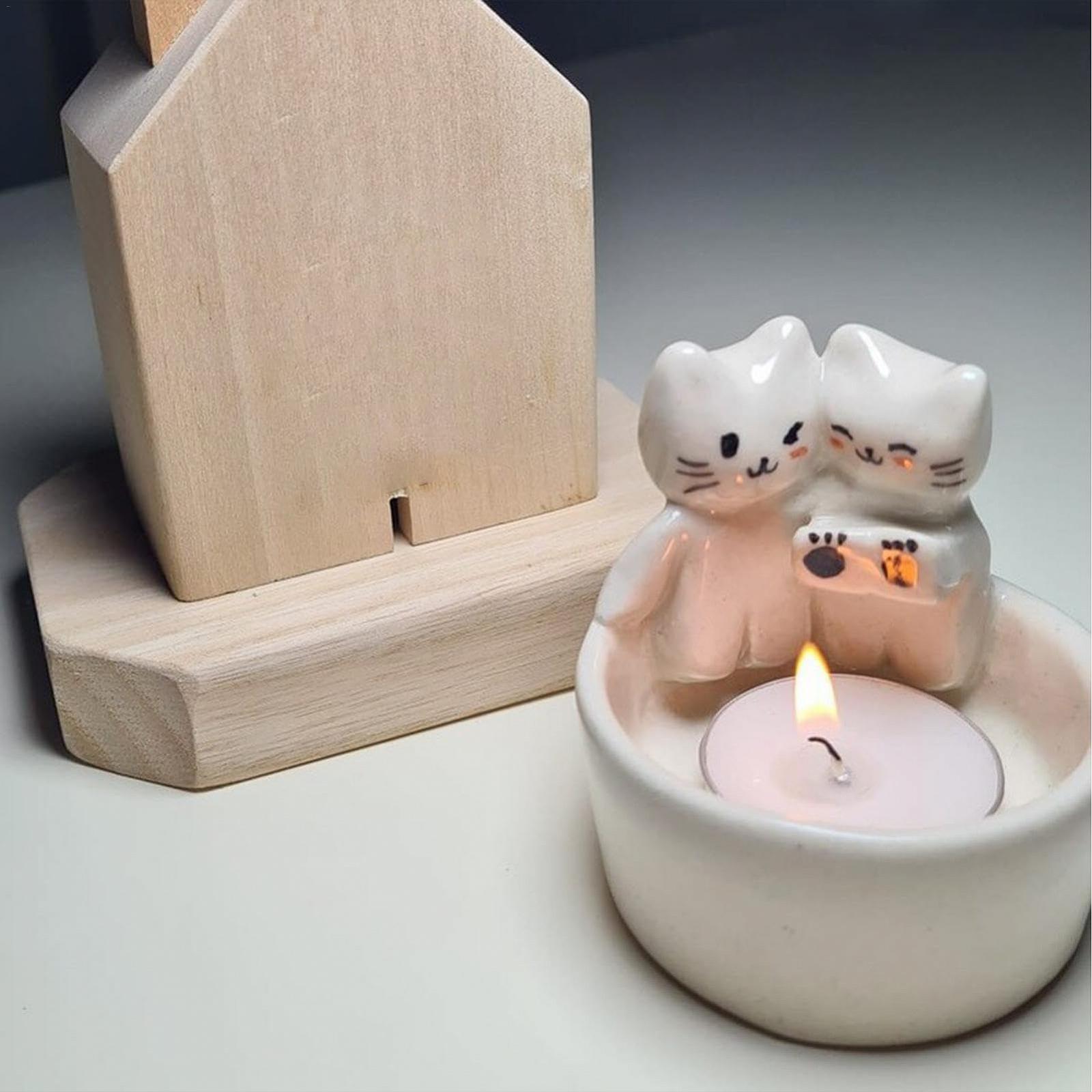 Підсвічник Cat Kitten Candle Holder 3D Animals with Warming Cute Paws, фото №2