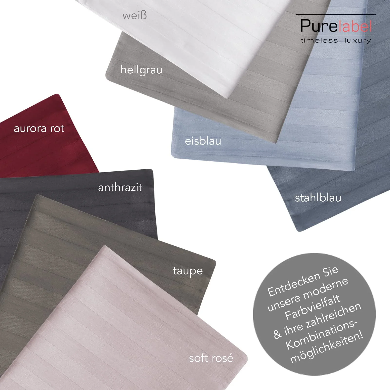 Комплект постільної білизни Mako Satin Pure Label Damask, смугастий, однотонний, фото №8