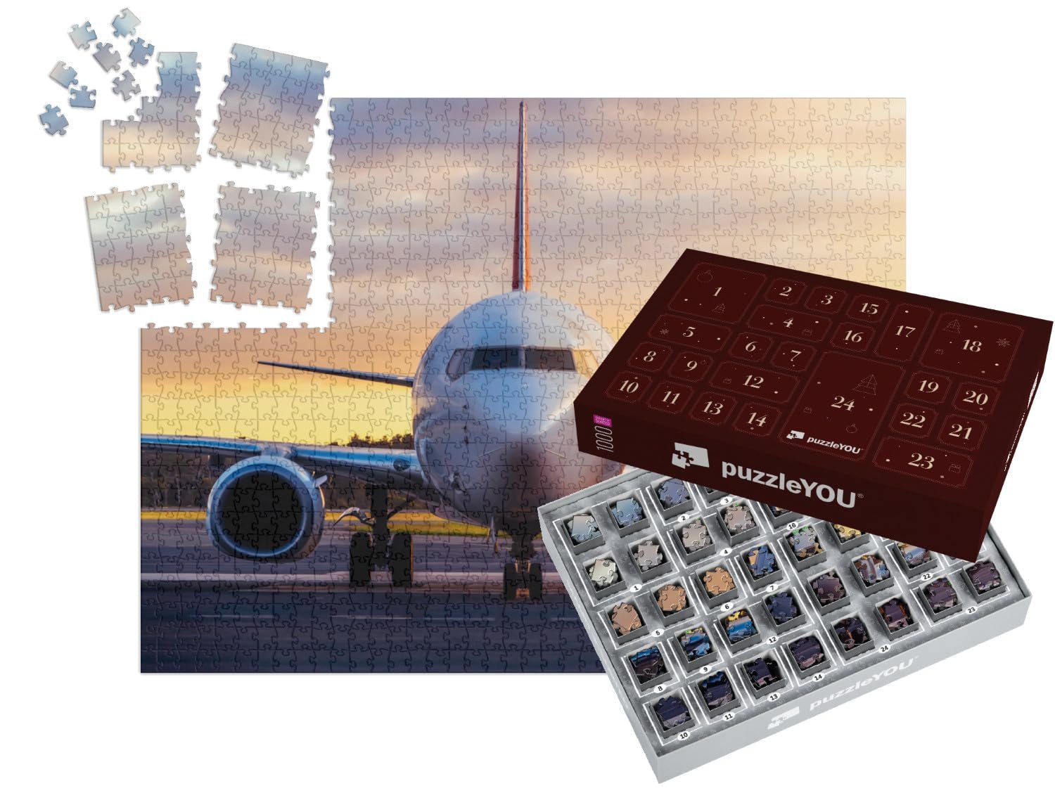 Пазл-адвент-календарь puzzleYOU Planes Самолет на закате 1000 деталей, фото №1 Пазл-адвент-календарь puzzleYOU Planes Самолет на закате 1000 деталей, фото №1