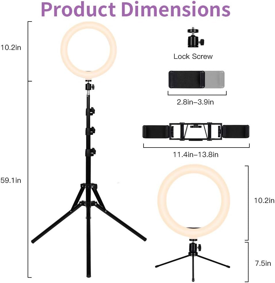 Кольцевая LED лампа FOSITAN App RGB Light 10" / Управление через приложение / RGB + 3 режима белого света / Черная, фото №5
