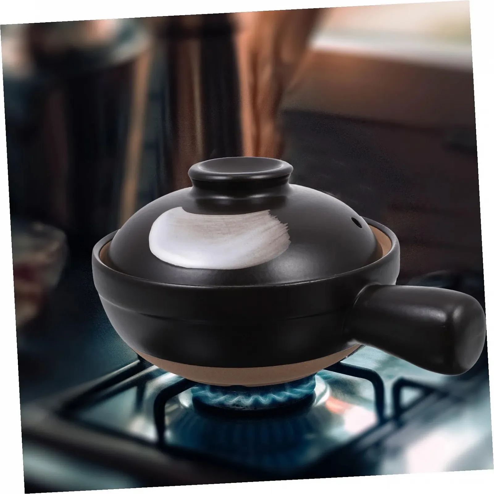 Керамическая кастрюля для тушения TOYANDONA традиционная маленькая с ручкой термостойкая для рагу и супов, фото №7