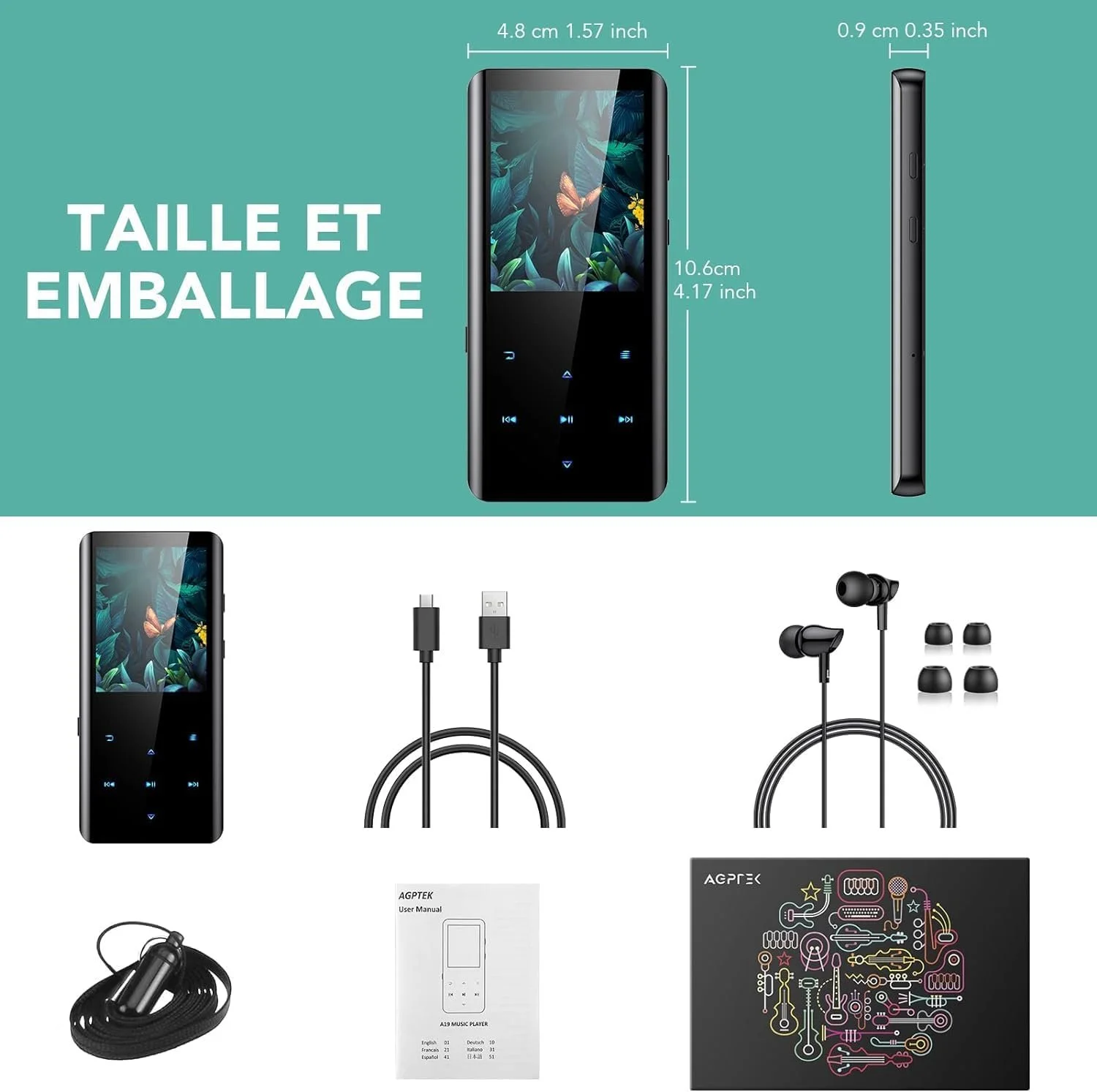 MP3-плеєр AGPTEK A19X 32Gb Bluetooth Чорний, фото №7