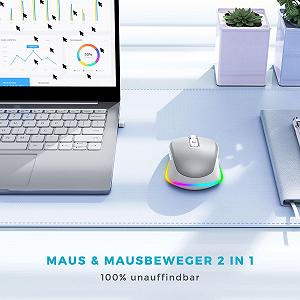 Миша бездротова Seenda, LED, перезарядна, з Mouse Jiggler, тиха, 2.4G USB, 2000 DPI, біла synthetic.ua - Фото 1