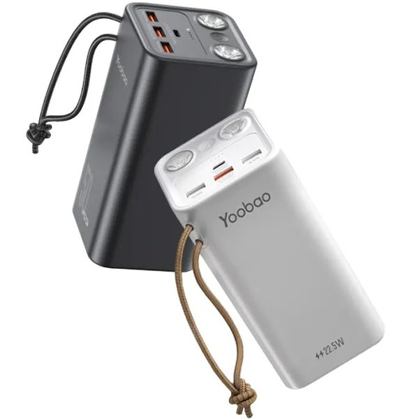 Повербанк зі швидкою зарядкою 50000 мАг 22.5W Yoobao H5, SCP PD+QC, з ліхтариком Білий, фото №7