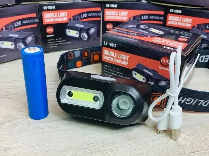 Налобный фонарь BL 1801A 1804A COB XPE сенсор 18650 USB charge Фонарик на голову аккумуляторный, фото №6