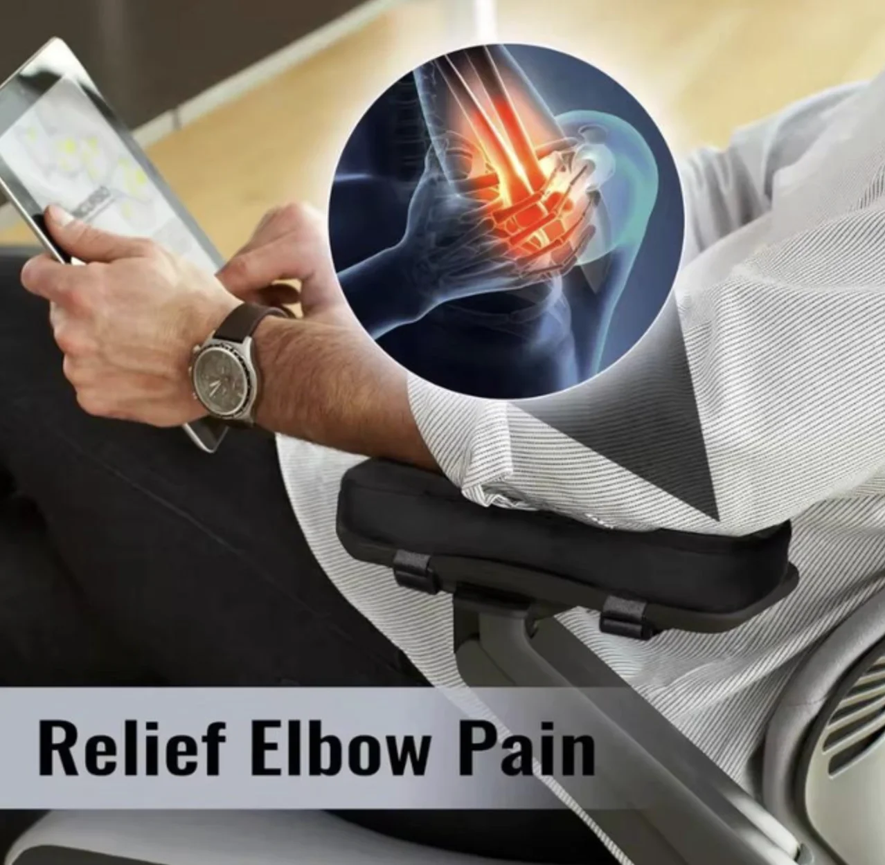 Ергономічна м’яка підставка-підлокітник на липучках 1 шт Чорний, фото №6 Ергономічна м’яка підставка-підлокітник на липучках 1 шт Чорний, фото №6