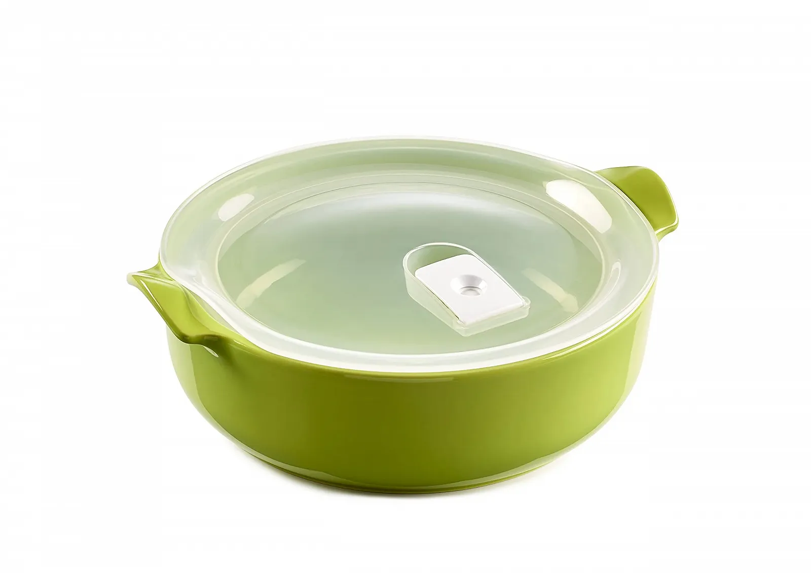 Форма для запекания керамическая 1.9 л круглая с герметичной крышкой Салатовая, фото №1