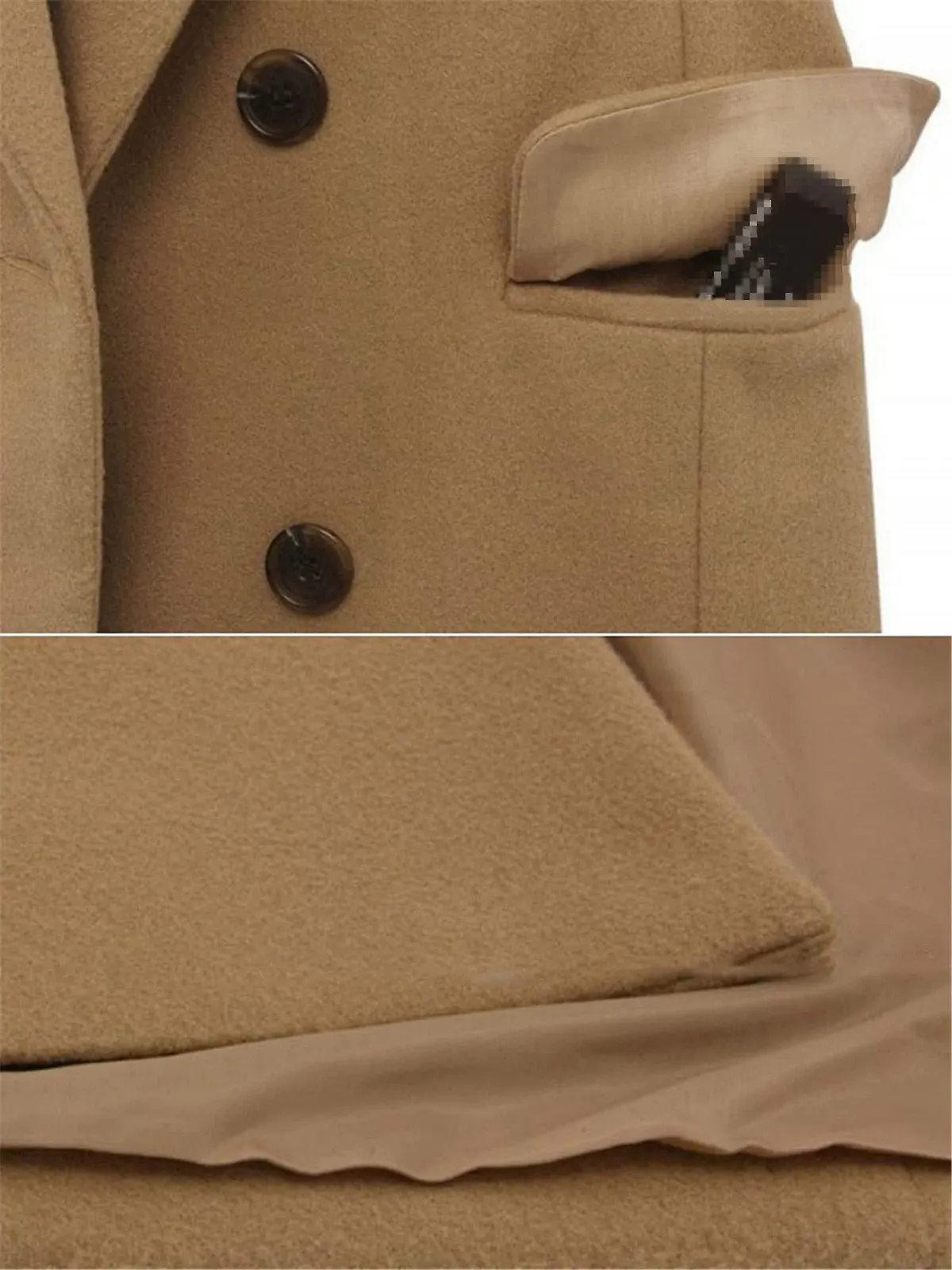 Шерстяное пальто Sweejim Осень-Зима Двубортное Повседневное Длинное, фото №6