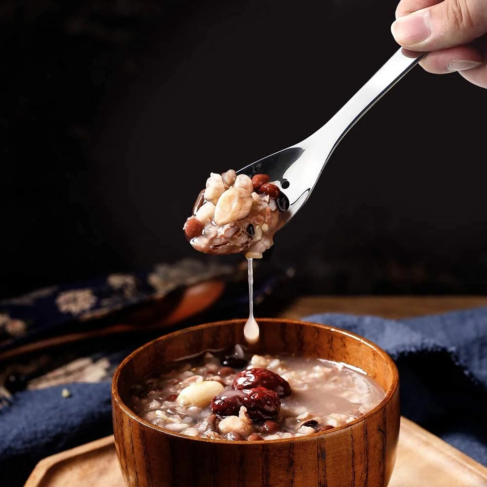 Ложка Супова AOOSY 6 шт., нержавіюча сталь, 15 см, срібна, для столу, обіду, рису, кави, десерту, полірована кругла, фото №7