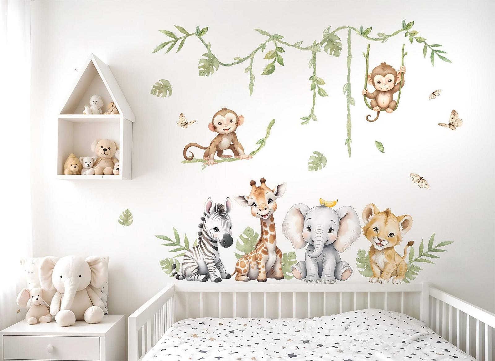 Наклейка на стену Little Deco DL5130 L Сафари Животные Жираф Лев Слон, фото №2