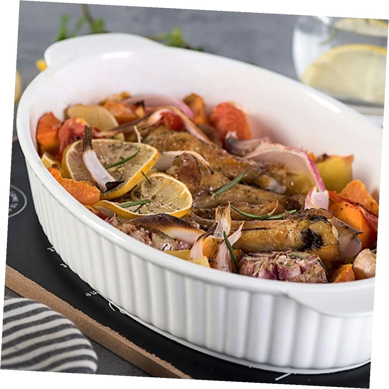 Форма для запекания INOOMP Керамическая Овальная с двумя ручками, фото №8